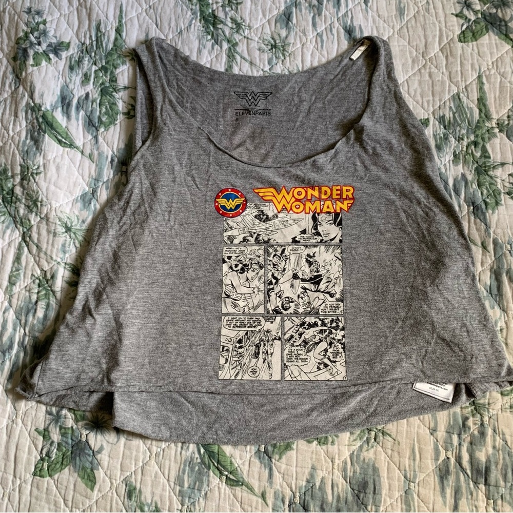 ELEVENPARIS Wonder Woman Comic Print Tank Gray S Crop